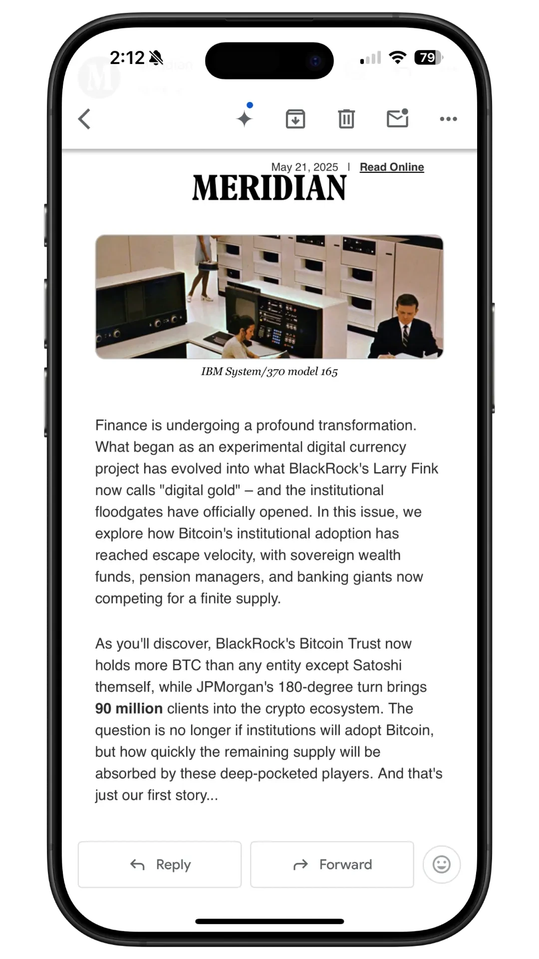Meridian Newsletter Screenshot